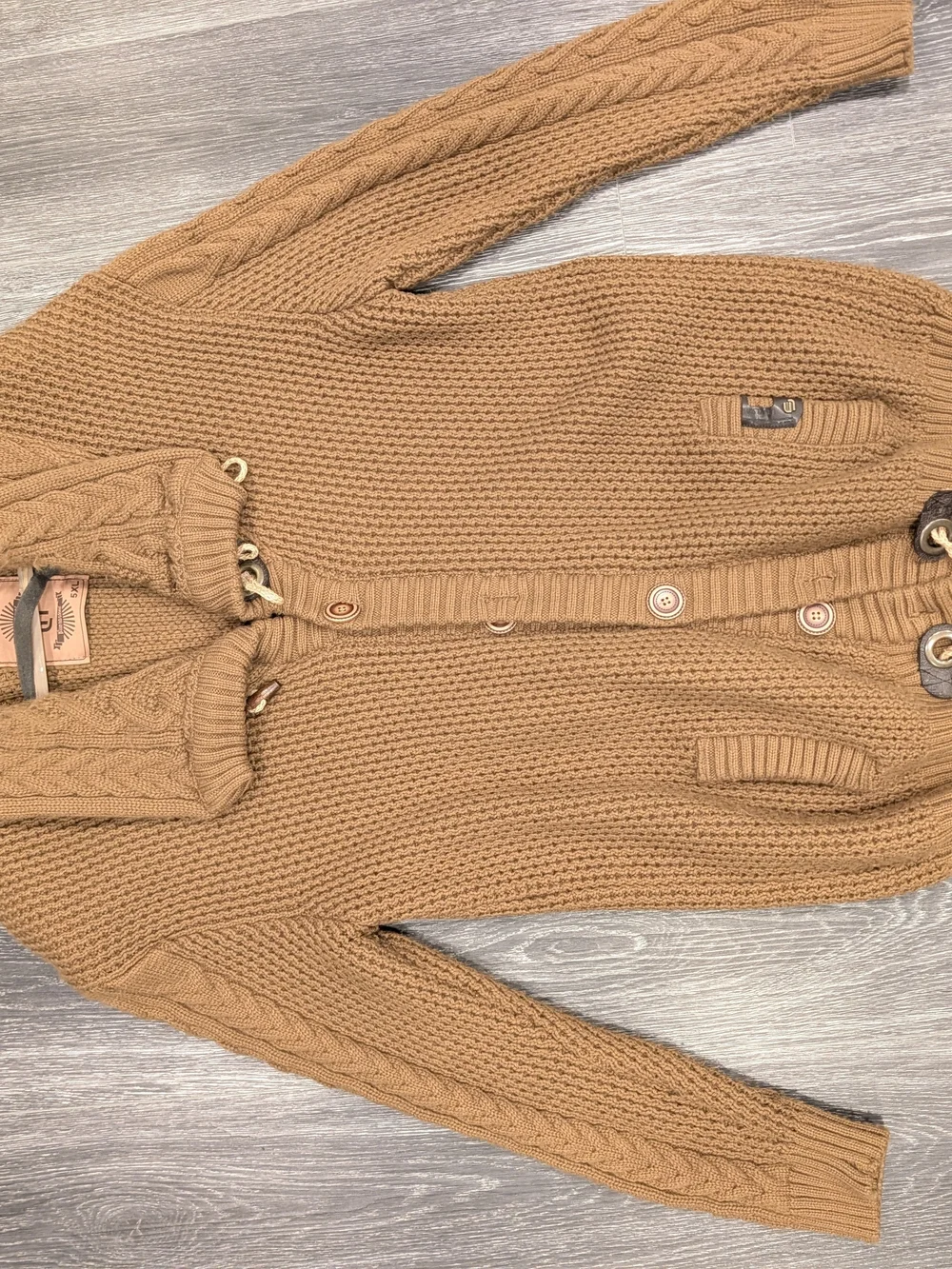 Men's Cable-Knit Shawl Collar Sweater Cardigan - Brown